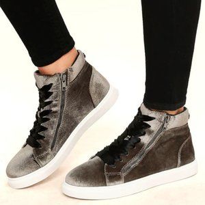 Steve Madden Green Velvet High Top Sneakers